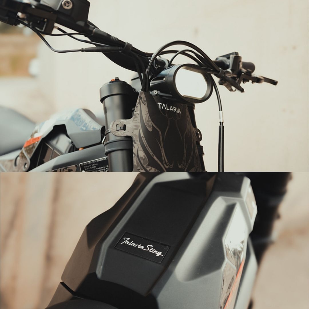 Detailaufnahme vom Talaria MX5 Beleuchtung und Bedieneinheit am Lenker